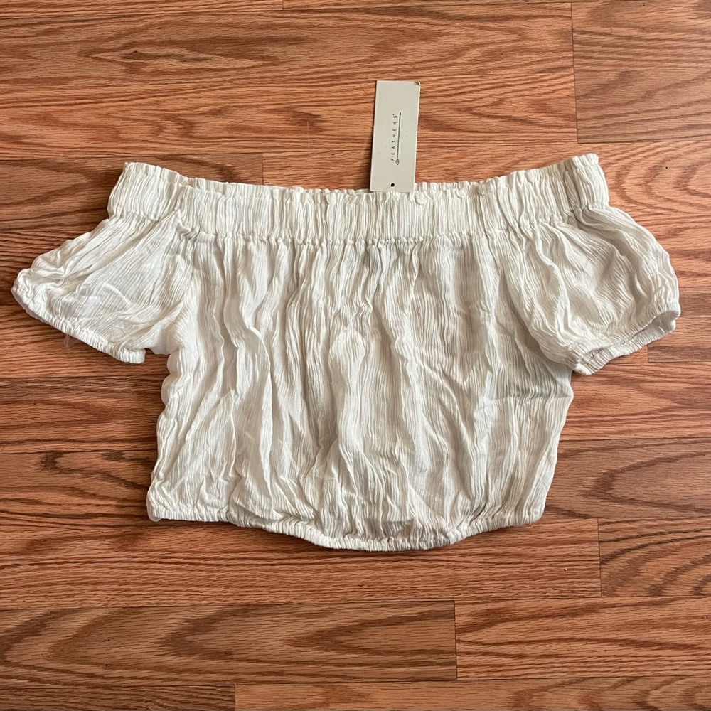 White Off the Shoulder Crop Top